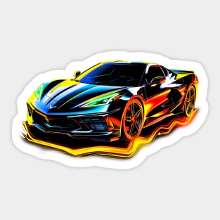 Black C8 Corvette racecar Reflection Supercar Sports car Racing car Sticker